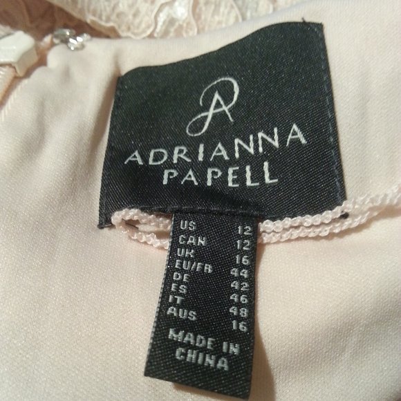 ADRIANNA PAPELL Flounce Hem Lace Dress In Blush - Picture 5 of 5